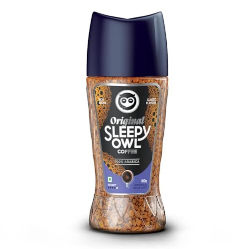 Sleepy Owl Original 100% Arabica Instant Coffee | Freeze Dried Coffee Powder - 100g | Make Café Style Hot or Cold Coffee, black Coffee, Cappuccino, Latte at Home