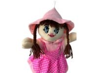 Soft Toy Girl Doll, Pink Colour, with Dotted Frock, 30 cm
