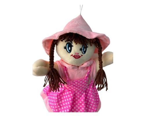 Soft Toy Girl Doll, Pink Colour, with Dotted Frock, 30 cm