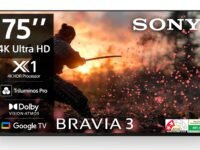 Sony BRAVIA 3 Series 189 cm (75 inches) 4K Ultra HD AI Smart LED Google TV K-75S30B (Black)