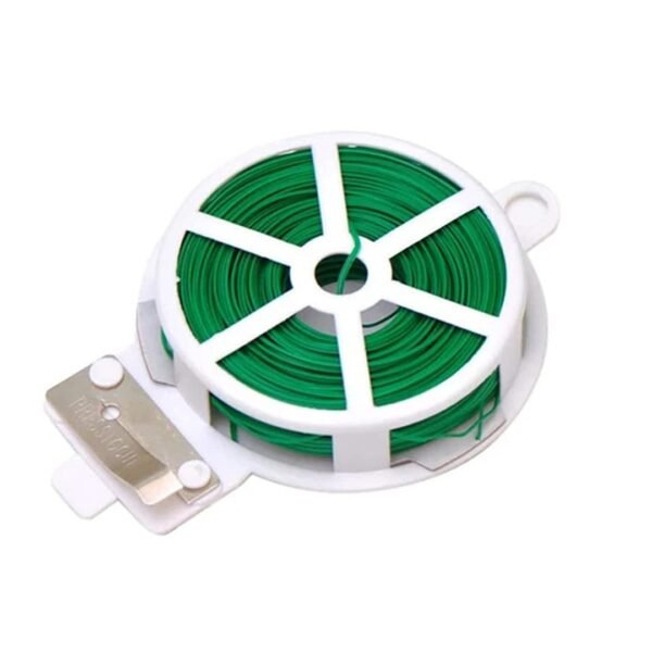 Sulfar Plastic Twist Tie Wire Spool with Cutter for Garden Yard Plant 50m (Green)