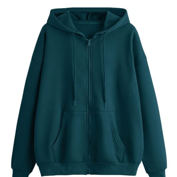 TAGAS Solid Color Loose Fit Long Sleeve Drawstring and Zip Casual Hoodie| Zip Up Hoodie| Sweatshirt | Unisex Hoodie|