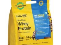 Tata 1mg Ultra Clean Whey Protein Isolate + Concentrate - Hazelnut Chocolate 1kg | 24g Protein, 5.6g BCAA & 30B CFU Probiotics-28 Sachets