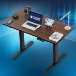 The Sleep Company - Electric Height Adjustable Desk | Ergonomic Work from Home Table | 4 Memory Presets | 2 Years Warranty | 1200 x 600 Thick Top | Free Installation | Wooden & Black