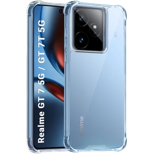 TheGiftKart Crystal Clear Back Cover Case for Realme GT 7 5G / GT 7T 5G / GT 7 Dream Edition | 360 Degree Protection | Shock Proof Design | Transparent Back Cover Case (PC & TPU, Transparent Bumper)