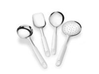 Tiara - Pride 4pc Serving Spoon Set (1pc Ladle,1pc Square,1pc Round,1pc Skimmer) Kitchen Tools Heavy Guage Rice Spoon (4pc Set)