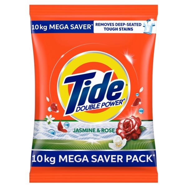Tide Plus Detergent Washing Powder - 10kg Mega Saver Pack | Jasmine & Rose Fragrance | Removes deep-seated Oil, Gravy, Tea Stains | World's No. 1 Detergent Brand