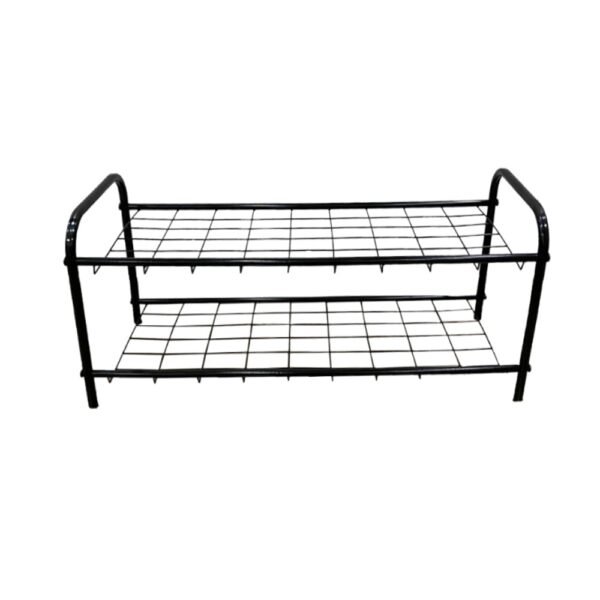 TidyHomz Black Savio Multipurpose Foldable 2 Tier Wide Shelve Storage Rack for Footwear Rust Proof |Ample Storage Space Versatile Durable Black