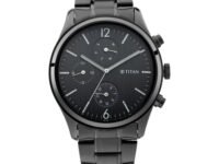Titan Workwear Quartz Multifunction Black Dial Black Metal Strap Watch For Men - NT1805NM02