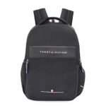 Tommy Hilfiger Joshua Polyester Unisex 15 Inch Laptop Backpack - Black | 21 Ltr Capacity| Padded & Adjustable Strap | Water Resistant | 3 Compartment | Water Bottle Holder | USB Cable holder Pocket