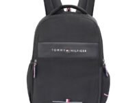 Tommy Hilfiger Joshua Polyester Unisex 15 Inch Laptop Backpack - Black | 21 Ltr Capacity| Padded & Adjustable Strap | Water Resistant | 3 Compartment | Water Bottle Holder | USB Cable holder Pocket