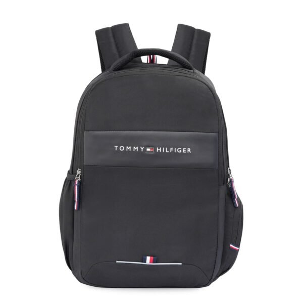 Tommy Hilfiger Joshua Polyester Unisex 15 Inch Laptop Backpack - Black | 21 Ltr Capacity| Padded & Adjustable Strap | Water Resistant | 3 Compartment | Water Bottle Holder | USB Cable holder Pocket