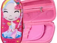 Toyshine Ethylene Vinyl Acetate (Eva) Cute Girl Hardtop Pencil Case With Multiple Compartments - Kids School Supply Organizer Students Stationery Box - Girls Pen Pouch- Multi-Color, Multicolour