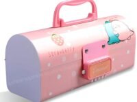 Toyshine Pencil Box with Code Lock Pen Case Large Capacity Multi-Layer Multi-Function Storage Bag Secret Compartment Pencil Box - Dino Pink