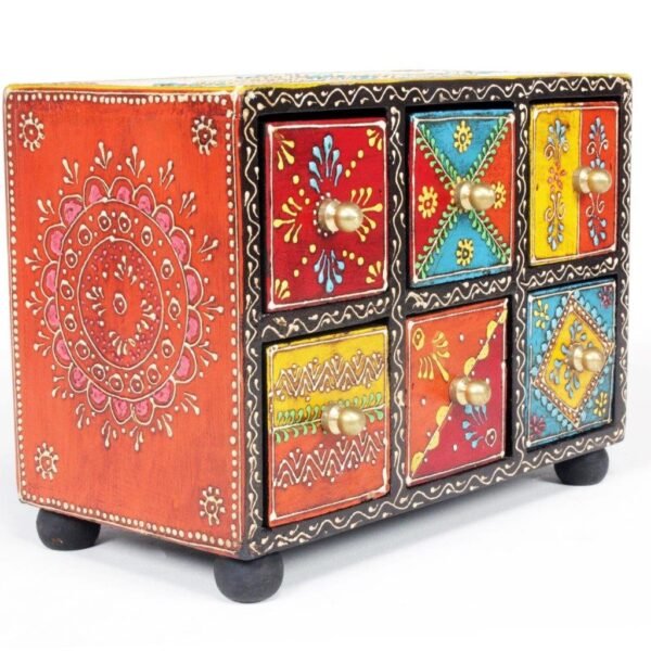 Traditional Handpainted 6 Drawer Chest. 8x5x6 Inch