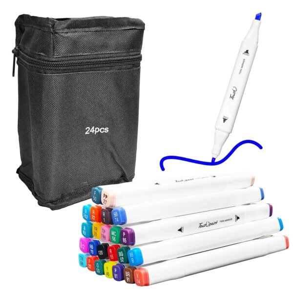 VGRASSP Dual Tip Sketch Pen (Marker) Cum Highlighter With Carrying Case For Kids And Adults - A Perfect Toy Set for Coloring, Drawing, Sketching, Card Making and Illustration (Bag Of 24 Pcs)