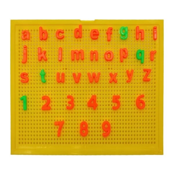 VGRASSP Early Educational Pin Board Toy for Kids - Color Recognition & Learning by 90+ Capital and Small Alphabets and 0-9 Numbers - Multicolor, Birthday Return Gift