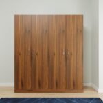 VIKI Wardrobe | Wooden Almirah for Clothes,Door for Bedroom, 4 Door Wardrobe with Shelves & Hanging Space (Brussel Walnut - 40D x 160W x 180H) | 1 Year Warranty | Free Assembly