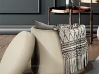 Velvet Luxurious Round Ottoman Storage Box Velvet Pouffe Footstool Padded Stool Seat with Wooden Base, Footrest Vanity Stool for Bedroom Living Room Balcony Snack (with Storage, Cream)