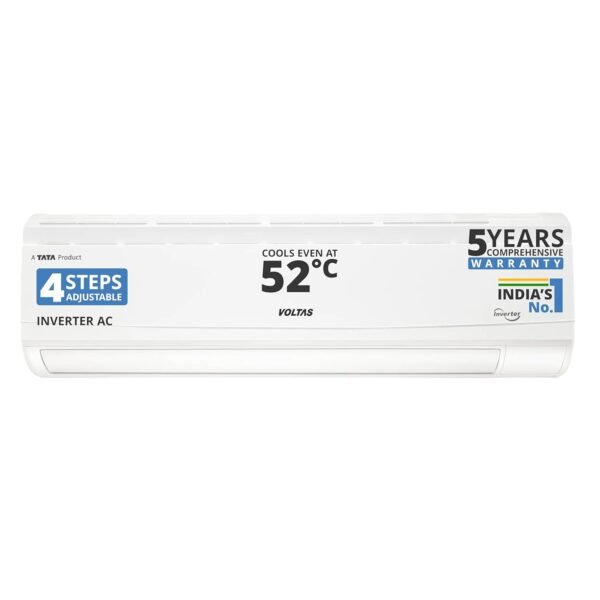 Voltas 185V Vectra CAR 1.5 ton 5 star inverter Split AC|4-IN-1 Adjustable mode|Energy Efficient|High ambient Cooling-cools even at 52°C|Anti dust filter with Anti-microbial coating|Copper Coil|White