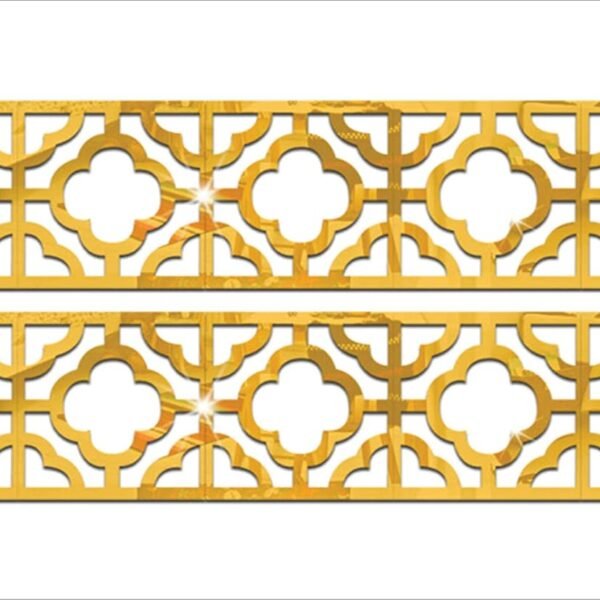 Wall1ders Wall Border Peel and Stick Mirror Stickers for Wall Acrylic Mirror Sickers Acrylic Stickers Wall Stickers for Hall Room Bed Room Kitchen (Gold)- Pack of 10 50 cm