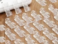 Wolpin Cable Clips Pack of 20, Strong Self Adhesive Wire Holder for Car, Office, Home, Laptop & Computer Desk Cord Organizer Accessories, Transparent Cable Management Clips