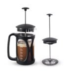 Wonderchef French Press Coffee & Tea Maker 350 ml|Borosilicate Glass Carafe|4 Level Filtration System|Stainless Steel Plunger with Mesh|1-2 Cups of Coffee|Brews in Just 3 Minutes|Black|1 Year Warranty