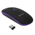 ZEBRONICS Blanc Slim Wireless Mouse with Rechargeable Battery, BT + 2.4GHz, 4 Buttons, 800/1200/1600 DPI, Silent Operation, Multicolor LED Lights