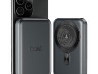 boAt EnergyShroom PB331 (Magsafe) 10000mAh Magnetic Wireless Powerbank, 15W Wireless & 22.5W Wired Charging for (iPhone 16, 15, 14, 13 & 12, Android & Other Qi Enabled Devices) (Ash Black)