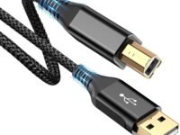 rts High Speed USB 2.0 Printer Cable (2M 6.6 Feet) USB-A to USB-B Cable, Nylon Braided Scanner Printer Cord For HP Canon Dell Epson Brother Lexmark Xerox Samsung Piano DAC & More-Black