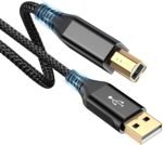 rts Printer Cable (1.5M) High Speed Nylon Braided USB 2.0 Scanner Cable A Male to B Male Compatible with Printers, Scanner for Canon, Brother, Dell, Epson, HP, Samsung, Lexmark, Xerox Black