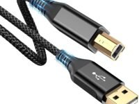 rts Printer Cable (1.5M) High Speed Nylon Braided USB 2.0 Scanner Cable A Male to B Male Compatible with Printers, Scanner for Canon, Brother, Dell, Epson, HP, Samsung, Lexmark, Xerox Black