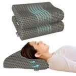 Memory Foam Cervical Neck Pillow | 2 Years Warranty | Pain Relief Sleep, Improves Posture Spinal Alignment, Neck Pain Relief | Queen 19 x 11 x 3.5 Inch | Black Jacquard Cover | Pack of 2