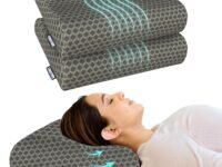 Memory Foam Cervical Neck Pillow | 2 Years Warranty | Pain Relief Sleep, Improves Posture Spinal Alignment, Neck Pain Relief | Queen 19 x 11 x 3.5 Inch | Black Jacquard Cover | Pack of 2