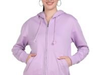 Alan Jones Clothing Women's Solid Zipper Hooded Sweatshirt | Front Zip, Ribbed Hem, Lined Hood, Casual Winter Wear