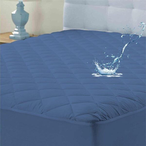 Ayka 100% Waterproof Cotton Quilted Mattress Protector King Size Breathable Hypoallergenic Noiseless Ultra Soft Fitted Bed Protector 72x72 inch Mattress/Bed Cover (Med Blue, King (72 * 72”))