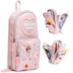 Pencil Pouch Case Box for School Kids Girls Boy Large Capacity Multifunctional Pouch for School Kids Aesthetic Cute Stationary Gift 6 Layer with 3 Compartment - Pink