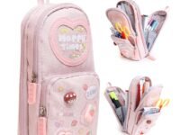 Pencil Pouch Case Box for School Kids Girls Boy Large Capacity Multifunctional Pouch for School Kids Aesthetic Cute Stationary Gift 6 Layer with 3 Compartment - Pink