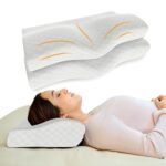Memory Foam Cervical Neck Pillow | 2 Years Warranty | Pain Relief Sleep, Improves Posture, Spinal Alignment, Neck Pain Relief | 19 x 12 x 4 Inch | White Jacquard Cover | Pack of 2