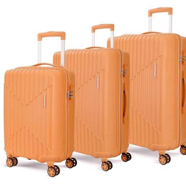 KAMILIANT by American Tourister 3 Pc Savvy Set 55 Cms, 70 Cms & 80 Cms - Small, Medium & Large Polypropylene(PP) Hardside 8 Wheels Spinner Luggage Set/Trolley Bag Set (Orange Pastry)