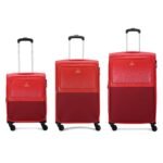Aristocrat Drift Set of 3 Expander Trolley Bag 55, 69 & 79cm | Small+Medium+Large | Soft Luggage | 8-Wheel Suitcase | Combination Lock with Sturdy Zipper | Robust Construction| 3-Year Warranty (Red)