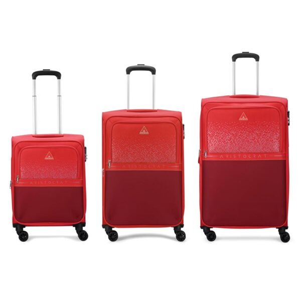 Aristocrat Drift Set of 3 Expander Trolley Bag 55, 69 & 79cm | Small+Medium+Large | Soft Luggage | 8-Wheel Suitcase | Combination Lock with Sturdy Zipper | Robust Construction| 3-Year Warranty (Red)