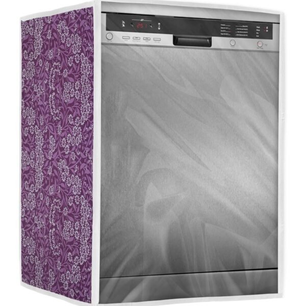 Dishwasher Cover Suitable for LG of 12, 13, 14 and 15 Place Setting (63cmsX63cmsX81cms, Purple Flower)