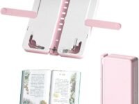 2 in 1 Foldable Reading Bookshelf and Pencil Box Easy to Use Reading Stand Pencil Case Organizer for Students (Pink)