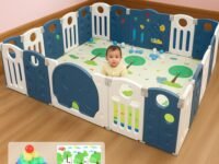 20 panel Playpen for Babies upto 5 year with Mat and Balls Foldable Baby Play Area Indoor Setup Play Yard Fence for Toddlers Kids Playarea Setup Outdoor Children Play Pen with Gate Baby Playpen(6.1 * 7.2 ft=44 SQFT, Blue)