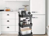 3-Tier Kitchen Storage Trolley Rack with Caster Wheels Rolling Cart Metal Utility Space Saving Home Storage Organizer Racks and Self with Wheel(Black)