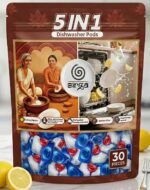 30 Tablets 5 in 1 Dishwasher Tablets Pods | Lemon Flavour, Dishwasher Powder and Rinse Aid Included | Best ever Clean & Shine | 5X Extra Cleaning Power | Works in Hard & Soft Water