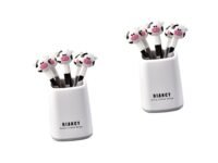 3NH® 2 Sets Fruit Fork Picks Forks Salad Forks Fruitcake Cookies Forks for Lunch Ceramic Dishes Cake Serving Fork Cute Fondue Forks Stainless Steel Salad Tower White Metal