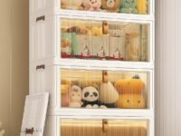 4-Door Plastic Wardrobe for Kids| Almirah and Wardrobe for Baby Clothes| Modular Storage Cabinet with Wheel Organizer for Cupboard Rack for Clothes/Shoes/Books/Toy -White-YFX4