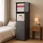 4 Door Plastic Wardrobe for Kids - Cupboard for Clothes Storage Rack, Almirah for Clothes, Baby Collapsible Wardrobe, Multi-Purpose Kids Storage Organizer for Books,Toy,Living Room